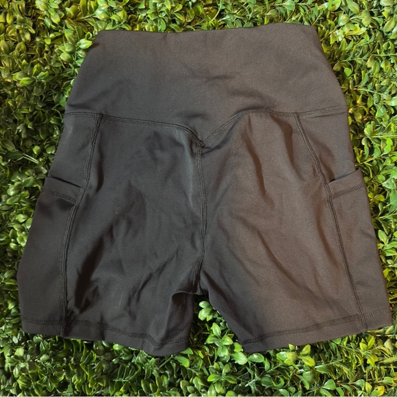 Black High-Waisted Bike Shorts with Wide Waistband - Picture 2 of 4